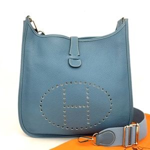HERMES Evelyn 3 Togo Leather H Crossbody Bag + Duster: Stamped  □J